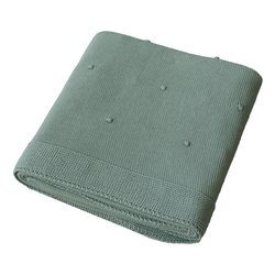 Coperta carrozzina maglia 100% cotone ricamato traspirante (90x90cm) MORBIDO POIS Salvia 020 2200 04