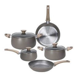 Batteria pentole Alluminio antiaderente 8 pz ECO Tortora WW79108EOKT