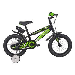 Mountain Bike acciaio ( 1 vel ) 14 con rotelle BIMBO SPEEDY Nero e Verde 259700