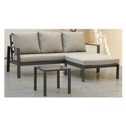 Set da esterno alluminio, poliestere KORA 3 posti Grigio BHR 10010 3