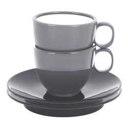 Set tazzine campeggio antislip 2 pz plastica abs con piatto Grigio 0830066C.C06