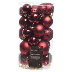 Set palline albero Natale (37pz-6cm) Plastica Oxblood 9022903