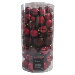 Set palline albero Natale (100pz) Plastica Oxblood 9920538