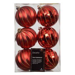 Set palline albero Natale (6pz) Plastica Red 26072