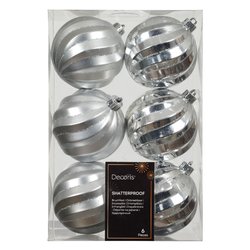 Set palline albero Natale (6pz) Plastica Silver 26074