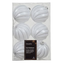 Set palline albero Natale (6pz) Plastica Winter white 26077