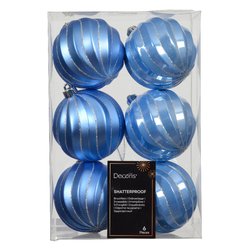 Set palline albero Natale (6pz) Plastica Sky blue 26085