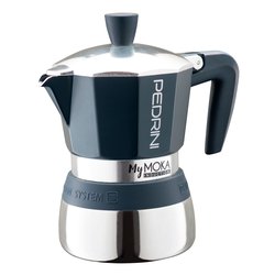 Caffettiera Alluminio 6 Tazze MYMOKA INDUCTION Velvet Blue e Cromo 02CF165
