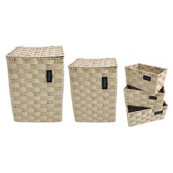 Set porta biancheria 2 pz con 3 cestini rettangolari RAHEL Naturale 0402423