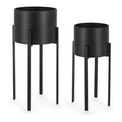 Set porta vasi piante 2 pz acciaio ESTER Nero 0741483
