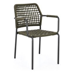 Sedia con braccioli alluminio, poliestere RAJADA Antracite e Verde 0666028