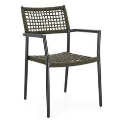 Sedia con braccioli alluminio, polipropilene CALETA Antracite e Verde 0666044