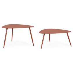 Set tavolini esterno acciaio YVONNE Sagom Terracotta 0803587