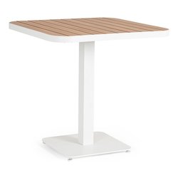 Tavolo da esterno alluminio BELMAR Allungabile Effetto legno e Bianco (75x75x75cm) 0663793