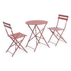 Set tavolo e sedie acciaio AUSTIN 2 posti Terracotta 0804923