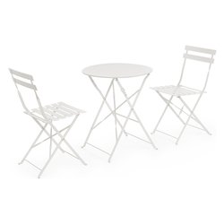 Set tavolo e sedie acciaio AUSTIN 2 posti Bianco 0804921