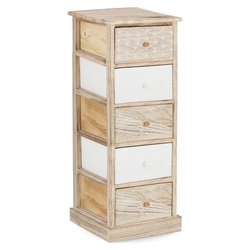FINNLEY Cassettiera 5 Cassetti Legno e Bianco (40cm)