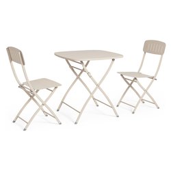 Set tavolo e sedie acciaio YVONNE 2 posti Champagne 0803570