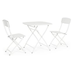 Set tavolo e sedie acciaio YVONNE 2 posti Bianco 0803566