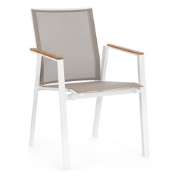 Sedia con braccioli alluminio, textilene CAMERON Bianco 0663376