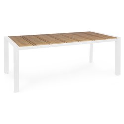 Tavolo da esterno alluminio ELIAS Fisso Teak e Bianco (198x100x74cm) 0663239