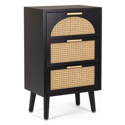 JOSINE Cassettiera 3 Cassetti Nero (45cm)