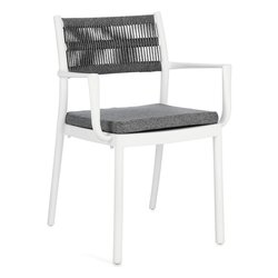Sedia con braccioli polipropilene, poliestere ALVIN Bianco e Grigio scuro 0650008