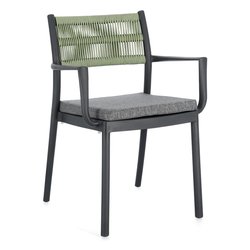 Sedia con braccioli polipropilene, poliestere ALVIN Antracite e Verde 0650009
