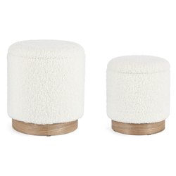 ZOYA Set pouf Bianco teddy