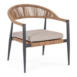 Sedia con braccioli alluminio, fibra sintetica JANDIA Antracite e Naturale 0665026