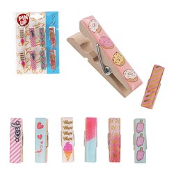 Molle blocca fogli multiuso in legno 8 pz PIN UP Assortito 42837