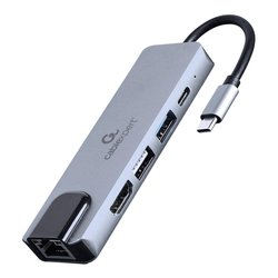 HUB 5 in 1 CABLEXPERT USB C Grey A CM COMBO5 04
