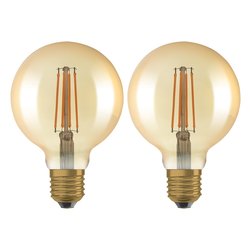 Set lampadine led (2pz) globo E27 (6,5W) , luce calda VINTAGE 1906 CLASSIC GLOBE