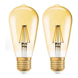 Set lampadine led (2pz) pera E27 (6,5W) , luce calda VINTAGE 1906 CLASSIC EDISON
