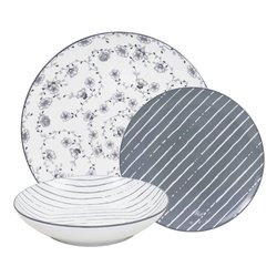 Servizio piatti Porcellana 18 pz GIUSY Grigio Art 50