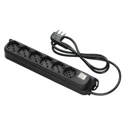 Multipresa tavolo con interruttore 6P 10/16A Nero 47431