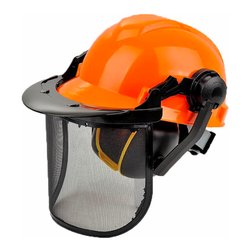 Casco protezione boscaiolo con visiera e cuffie incorporate Arancio taglia Unica 08838
